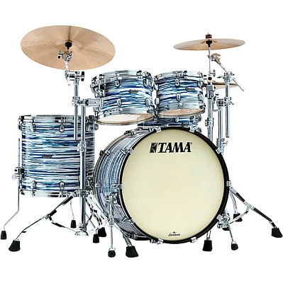 TAMA Starclassic Maple 4-Piece Shell Pack with Chrome Hardware and 22 in. Bass Drum Blue & White Oyster