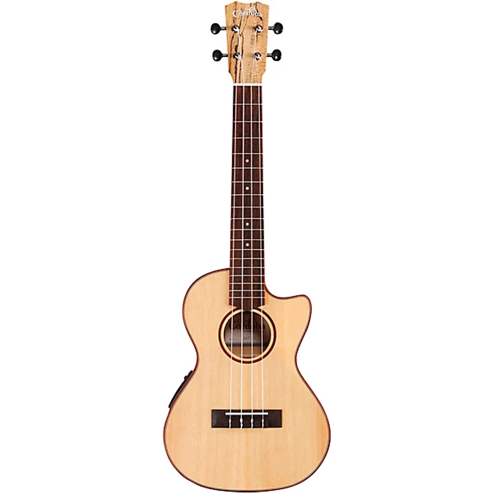 Cordoba 24T-CE Spruce Spalted Maple Cutaway Tenor Acoustic-Electric Ukulele Natural