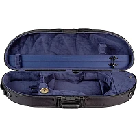 Bobelock Wooden Half-Moon Suspension Violin Case 4/4 Size Black Exterior, Blue Interior