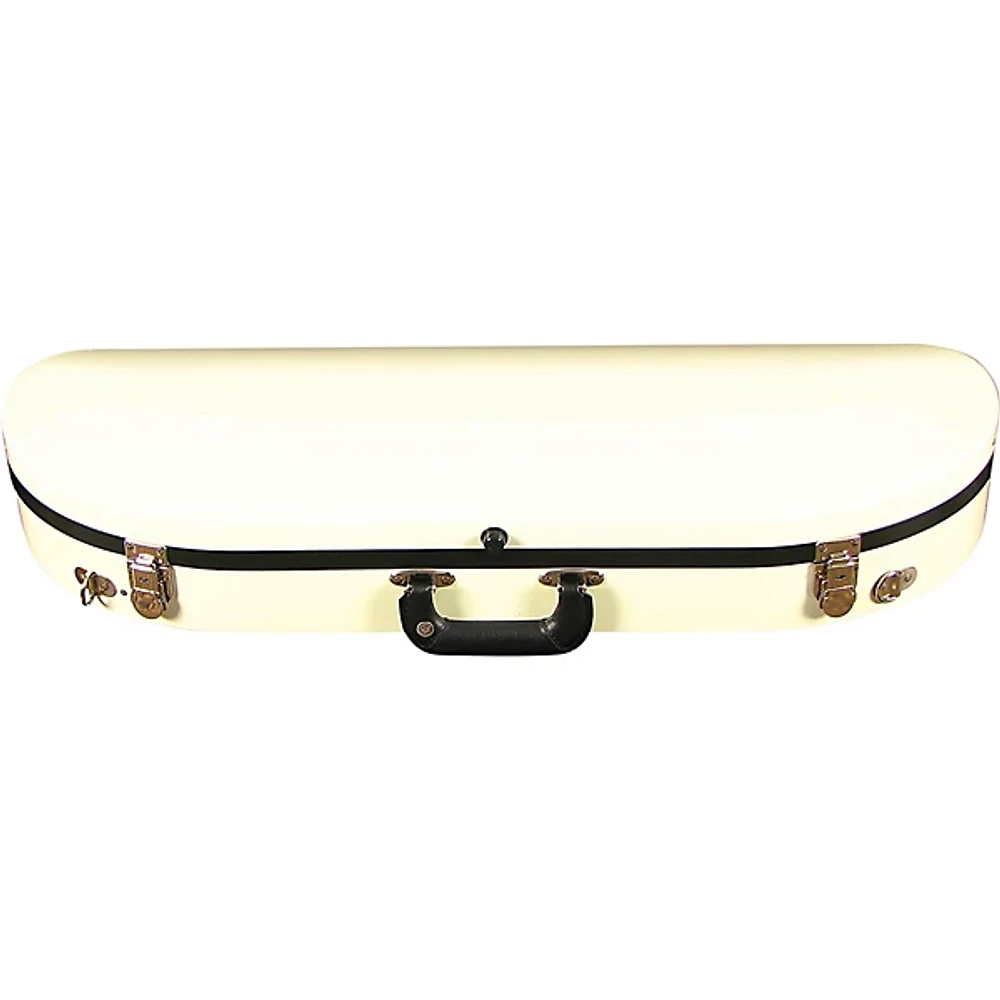 Bobelock Fiberglass Half-Moon Violin Case 4/4 Size Ivory Exterior, Blue Interior