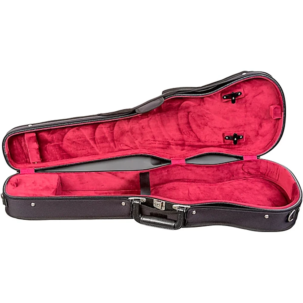 Bobelock Slim Shaped Woodshell Violin Case 1/2 Size Black Exterior, Wine Interior