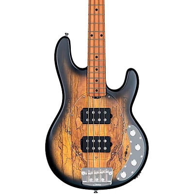 Open Box Sterling by Music Man StingRay Ray34HH Spalted Maple Top Maple Fingerboard Electric Bass Guitar Level 2 Natural Burst Satin 197881061340