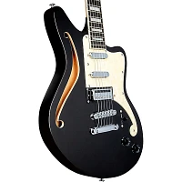 D'Angelico Premier Series Bedford SH Electric Guitar Offset Stopbar Tailpiece Black Flake