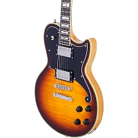 D'Angelico Deluxe Series Atlantic Solidbody Electric Guitar With USA Seymour Duncan Humbuckers and Stopbar Tailpiece Vintage Sunburst