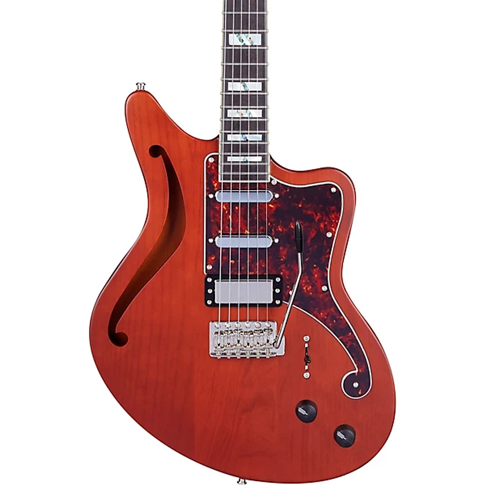 D'Angelico Deluxe Series Bedford SH Electric Guitar with USA Seymour Duncan Pickups and Wilkinson Tremolo Matte Walnut