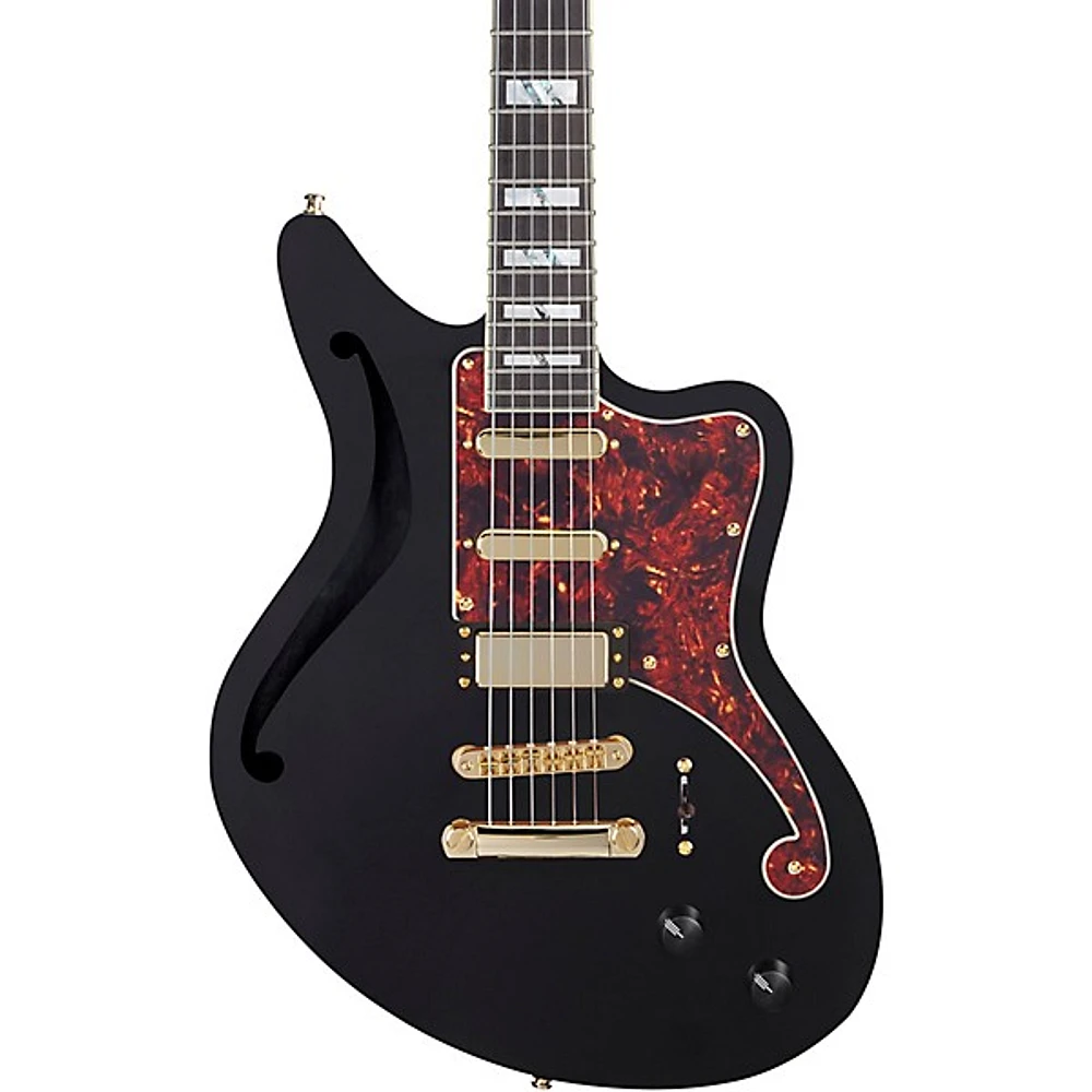 D'Angelico Deluxe Series Bedford SH Electric Guitar With USA Seymour Duncan Pickups and Stopbar Tailpiece Black