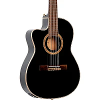 Ortega Performer Series RCE138-T4BK-L Thinline Acoustic Electric Nylon Guitar Black