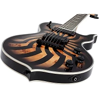 Wylde Audio Odin Grail 6-String Electric Guitar Orange With Black Buzz Saw Graphic Charcoal Burst