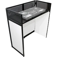 ProX VISTA DJ Booth Facade Table Station with White/Black Scrim kit and Padded Travel Bag