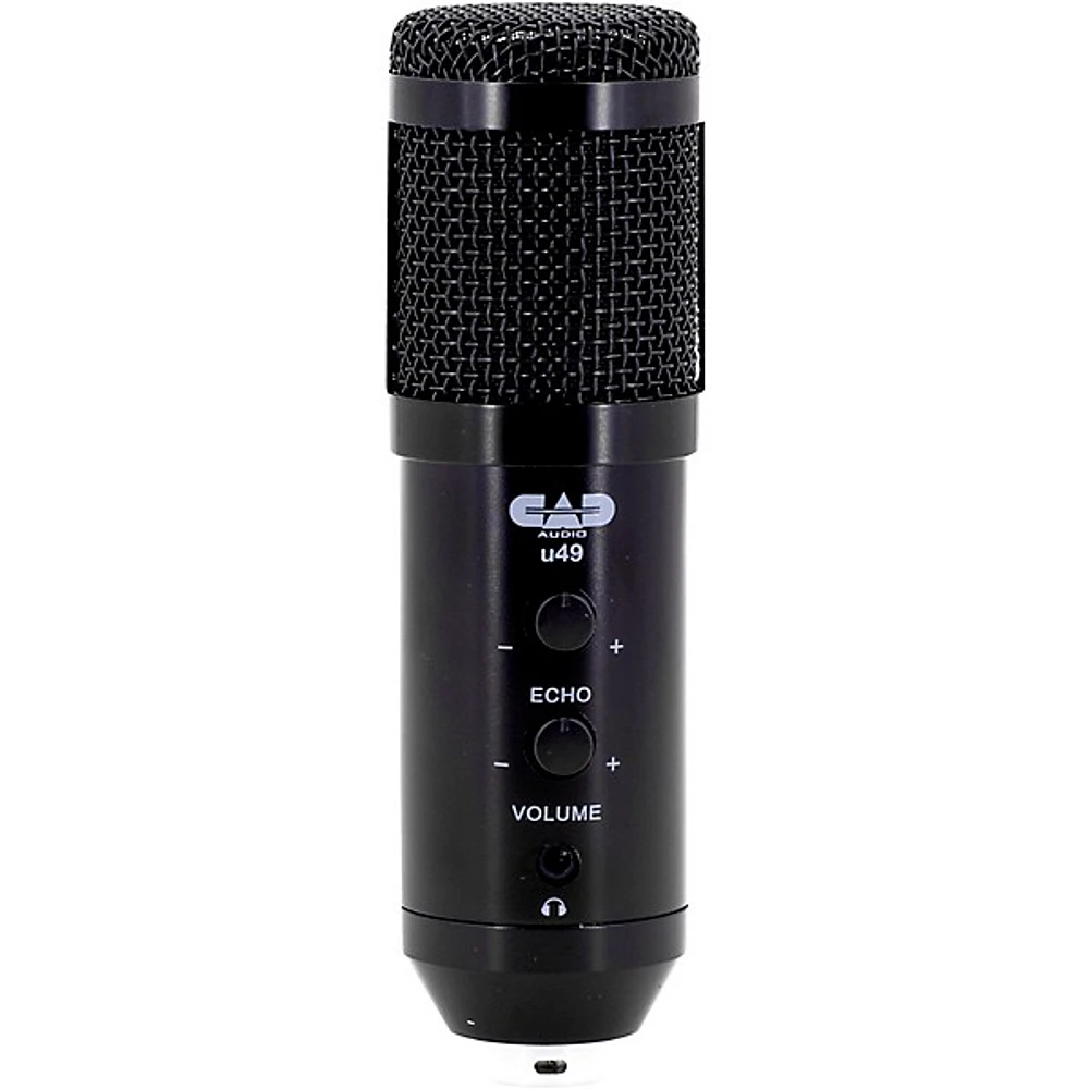 CAD U49 USB Side-Address Studio Microphone With Headphone Monitor and Echo Effects Black