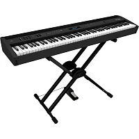 Roland FP-60X Digital Piano With Roland Double-Brace X-Stand and DP-10 Pedal Black