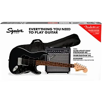 Squier Affinity Series Stratocaster HSS Electric Guitar Pack With Fender Frontman 15G Amp Charcoal Frost Metallic