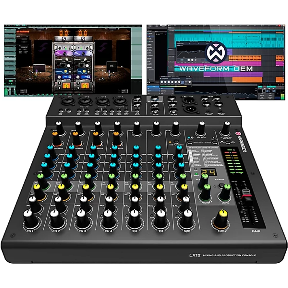 Harbinger LX12 12-Channel Analog Mixer With Bluetooth, FX and USB Audio