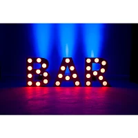 Eliminator Lighting Decor BAR Mini LED color changing Lighted Letters 24 Inch Tall White LED letters, RGBW, wireless remote, 120 VAC-12V DC power supply