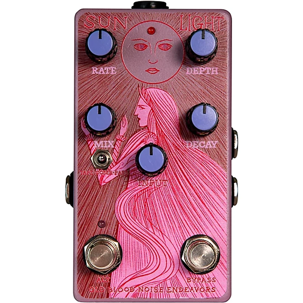 Old Blood Noise Endeavors Sunlight Dynamic Reverb Effects Pedal Purple and Pink