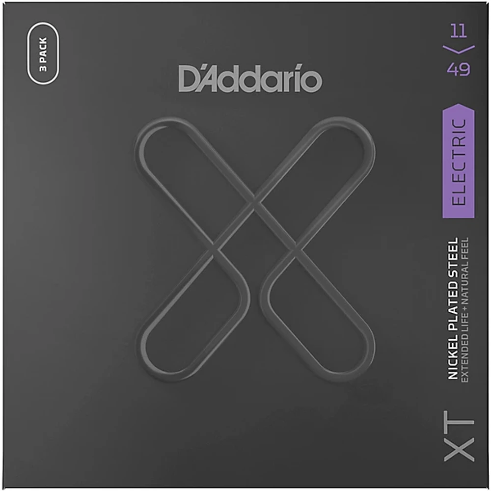 D'Addario XT Nickel-Plated Electric Guitar Strings 11-49, Medium 3-Pack