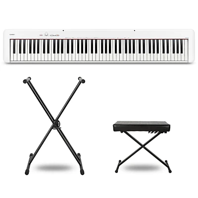 Casio CDP-S110 Digital Piano With X-Stand and Bench White Essentials Package