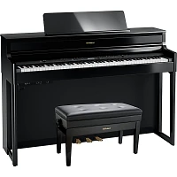 Roland HP704 Digital Upright Piano With Bench Polished Ebony