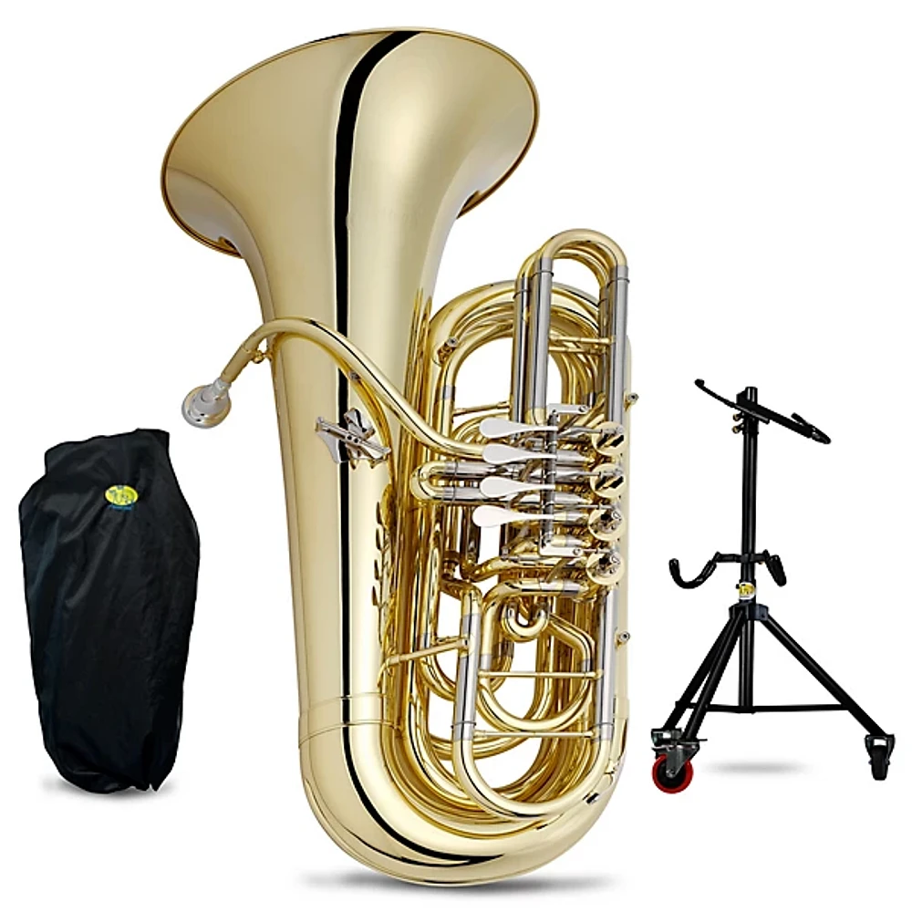 Jupiter JTU1140 Performance Series 4-Valve 3/4 BBb Tuba with Tuba Essentials Stand Pack