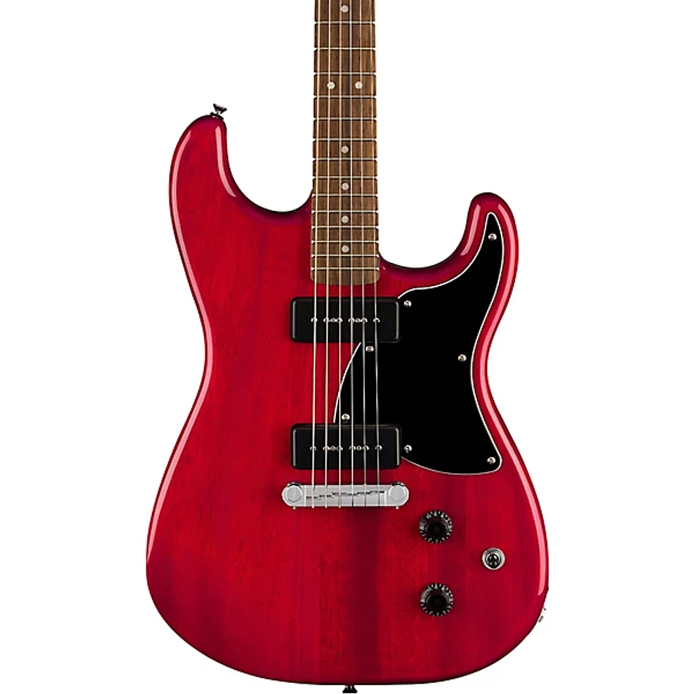 Squier Paranormal Strat-O-Sonic Laurel Fingerboard Electric Guitar Crimson Red Transparent