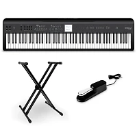 Roland FP-E50 Digital Piano With Double-Brace X-Stand and Sustain Pedal Black