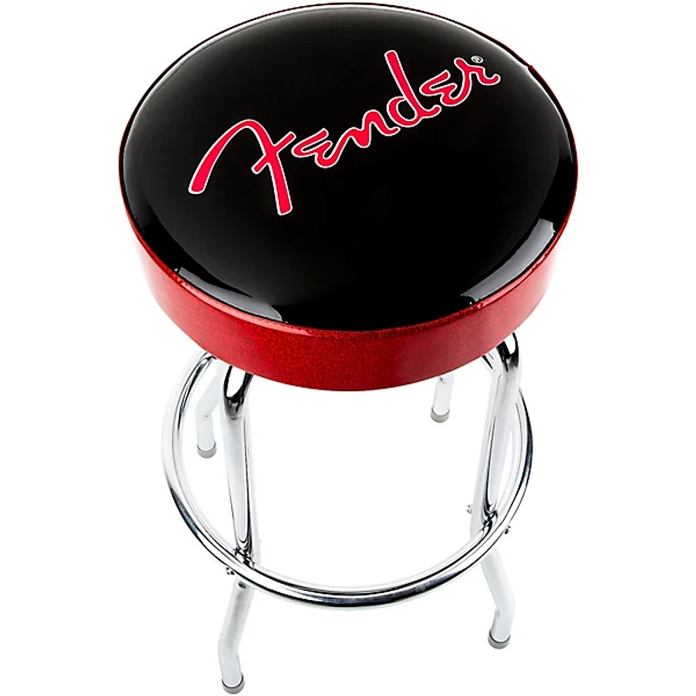 Fender Red Sparkle Logo Barstool 30 in. Black