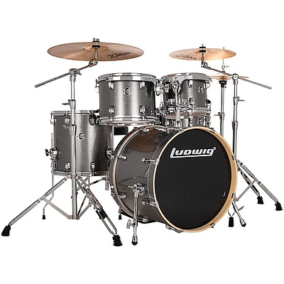 Ludwig Evolution 5-Piece Drum Set With 20" Bass Drum and Zildjian I Series Cymbals Platinum
