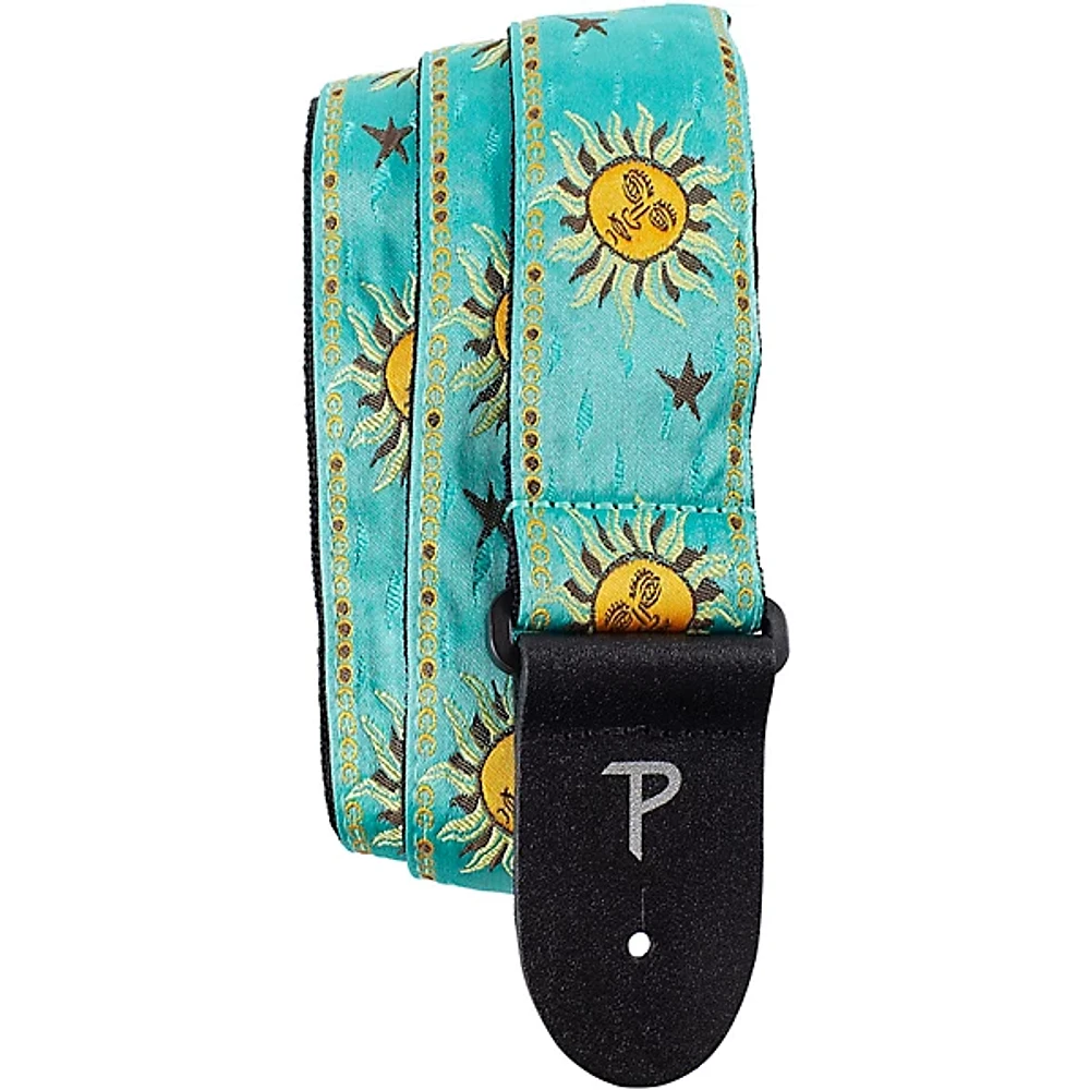 Perri's Premium Jacquard Guitar Strap Teal Suns 2 in.