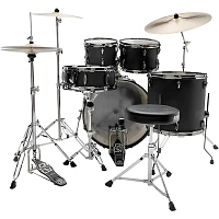 TAMA Imperialstar 5-Piece Complete Drum Set With 22" Bass Drum and MEINL HCS Cymbals Blacked Out Black