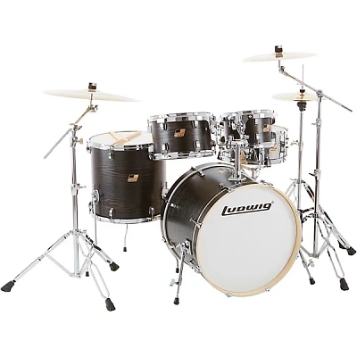 Ludwig BackBeat Elite 5-Piece Complete Drum Set With 22" Bass Drum, Hardware and Cymbals Midnight Grain