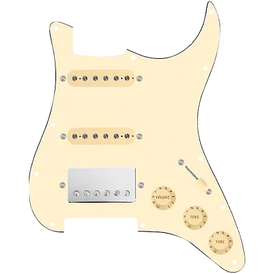 920d Custom HSS Loaded Pickguard For Strat With A Nickel Smoothie Humbucker, Aged White Texas Vintage Pickups and Aged White Knobs Aged White