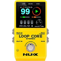 NUX Loop Core Stereo Looper with MIDI and Drum Patterns Effects Pedal Yellow