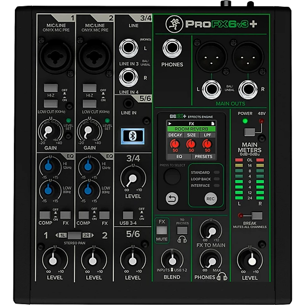 Mackie ProFX6v3+ 6-Channel Analog Mixer With Enhanced FX, USB Recording Modes and Bluetooth