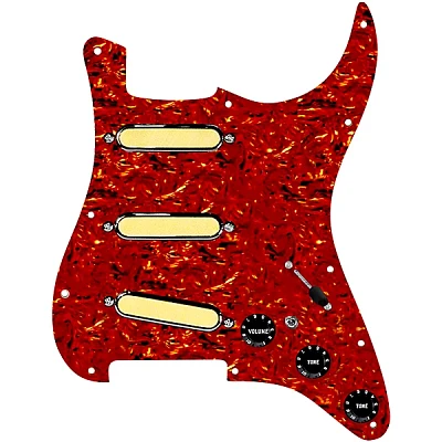 920d Custom Gold Foil Loaded Pickguard For Strat With Black Pickups and Knobs and S7W-MT Wiring Harness Tortoise