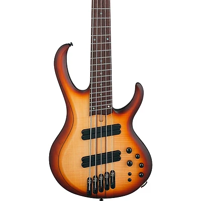 Ibanez BTB705LM 5-String Multi-Scale Electric Bass Guitar Natural Browned Burst Flat