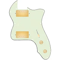 920d Custom 72 Thinline Tele Loaded Pickguard With Gold Smoothie Humbuckers and Aged White Knobs Mint Green