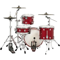 DW DWe Wireless Acoustic-Electronic Convertible 4-Piece Drum Set Bundle With 20" Bass Drum, Cymbals and Hardware Lacquer Custom Specialty Black Cherry Metallic