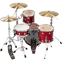 DW DWe Wireless Acoustic-Electronic Convertible 4-Piece Drum Set Bundle With 20" Bass Drum, Cymbals and Hardware Lacquer Custom Specialty Black Cherry Metallic