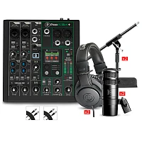 Mackie ProFX6v3+ Content Creator Bundle With AT2040 Microphones and ATH-M20X Headphones