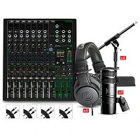 Mackie ProFX12v3+ Content Creator Bundle With AT2040 Microphones and ATH-M20X Headphones