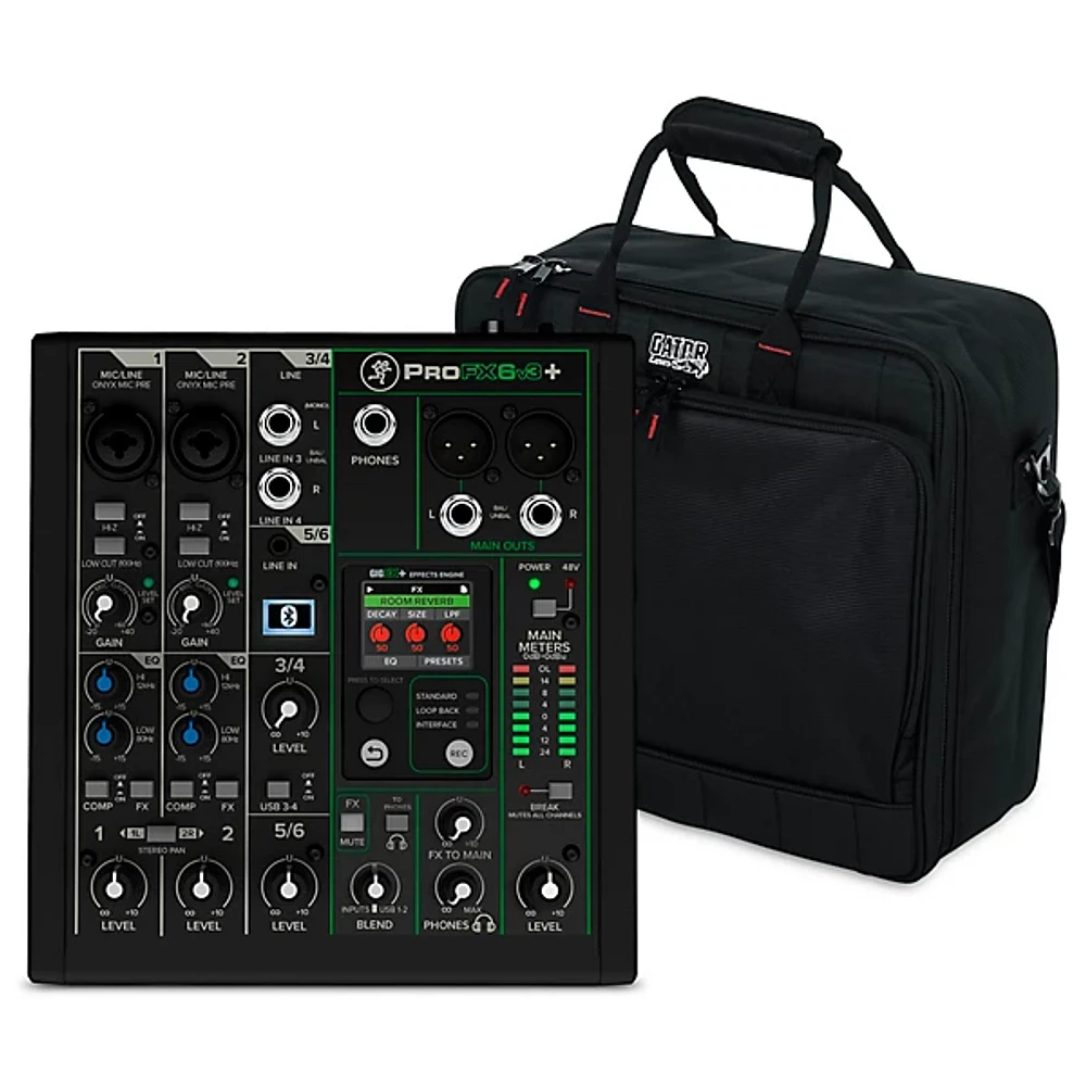 Mackie ProFX6v3+ 6-Channel Mixer With Gator Mixer Bag