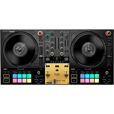 Hercules DJ DJControl Inpulse T7 Premium Edition 2-Channel Motorized DJ Controller With Premium Fader Module and Travel Bag Gold