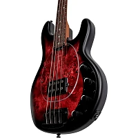 Sterling by Music Man StingRay RAY34 Poplar Burl Top Bass Dark Scarlet Burst Satin