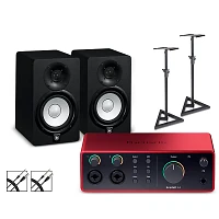 Focusrite Scarlett 4i4 Gen 4 with Yamaha HS Studio Monitor Pair Bundle (Stands & Cables Included) HS5