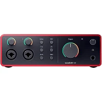 Focusrite Scarlett 4i4 Gen 4 with JBL 3 Series Studio Monitor Pair Bundle (Stands & Cables Included) 306MKII