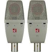 sE Electronics SE T1-PAIR Factory Matched Pair of T1 Large Diaphragm Condenser Microphones w/Mount and Case Titanium