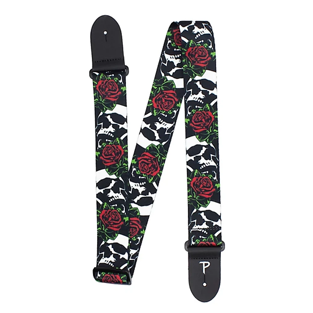 Perri's Skull & Roses Polyester Guitar Strap Black 2 in.