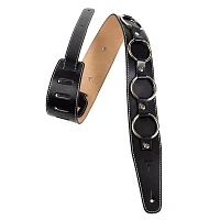 Perri's Metal Hoops Leather Guitar Strap Black 2.5 in.