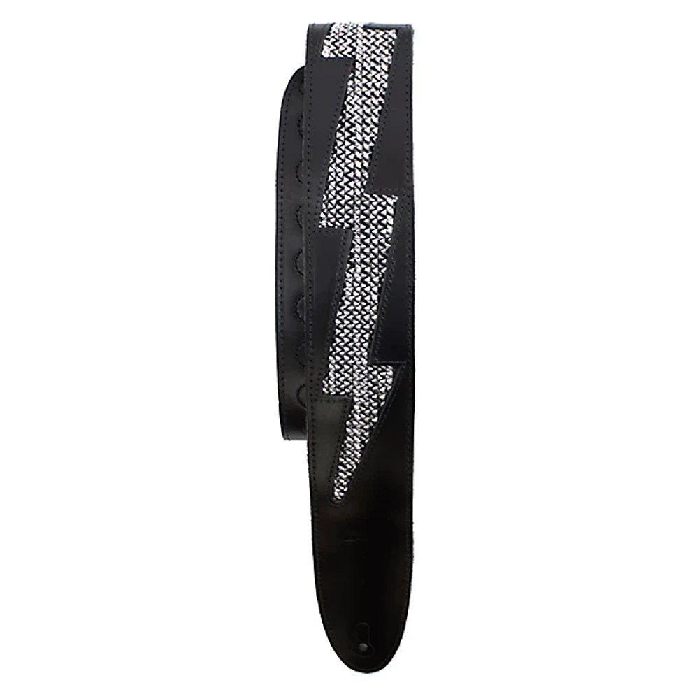 Perri's Metallic Lightning Bolt Leather Guitar Strap Black 2.5 in.