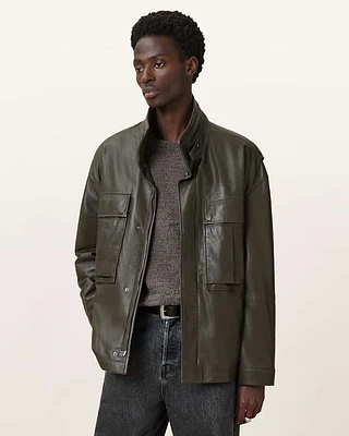 Halton Funnel Collar Leather Jacket